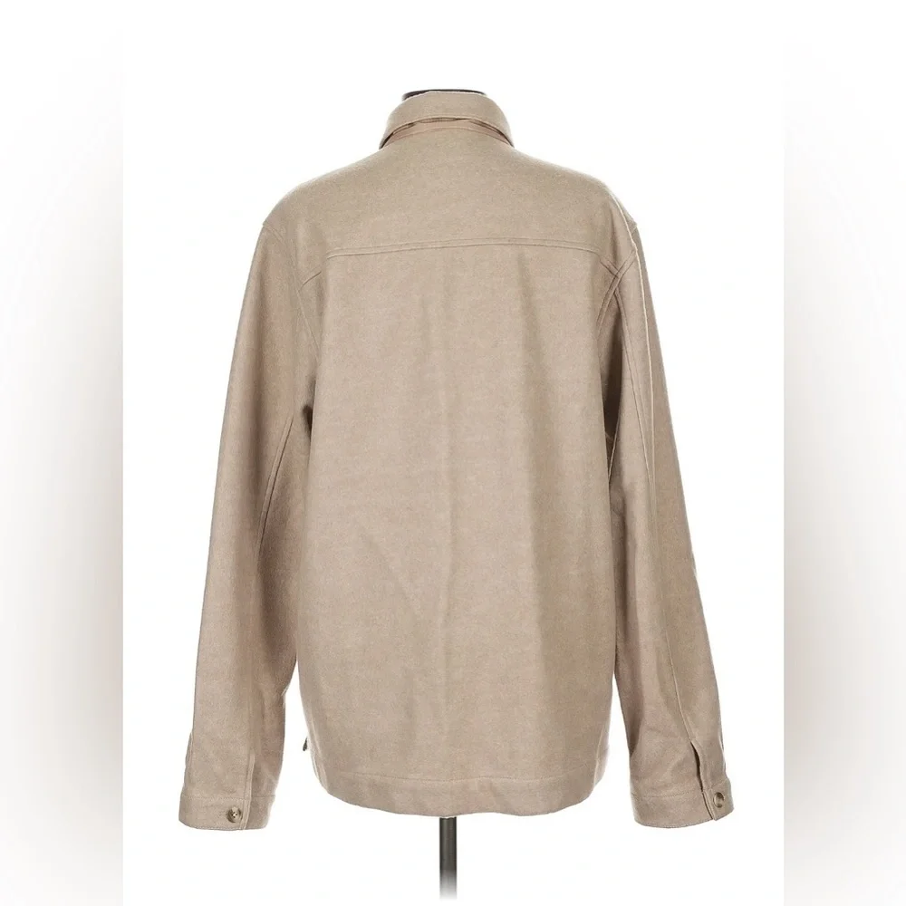 Gap Women’s Wool Blend Cream Tan Shacket Large Button Down Soft Chore Coat - Picture 4 of 15